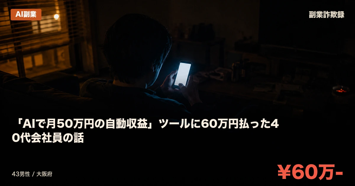「AIで月50万円の自動収益」ツールに60万円払った40代会社員の話