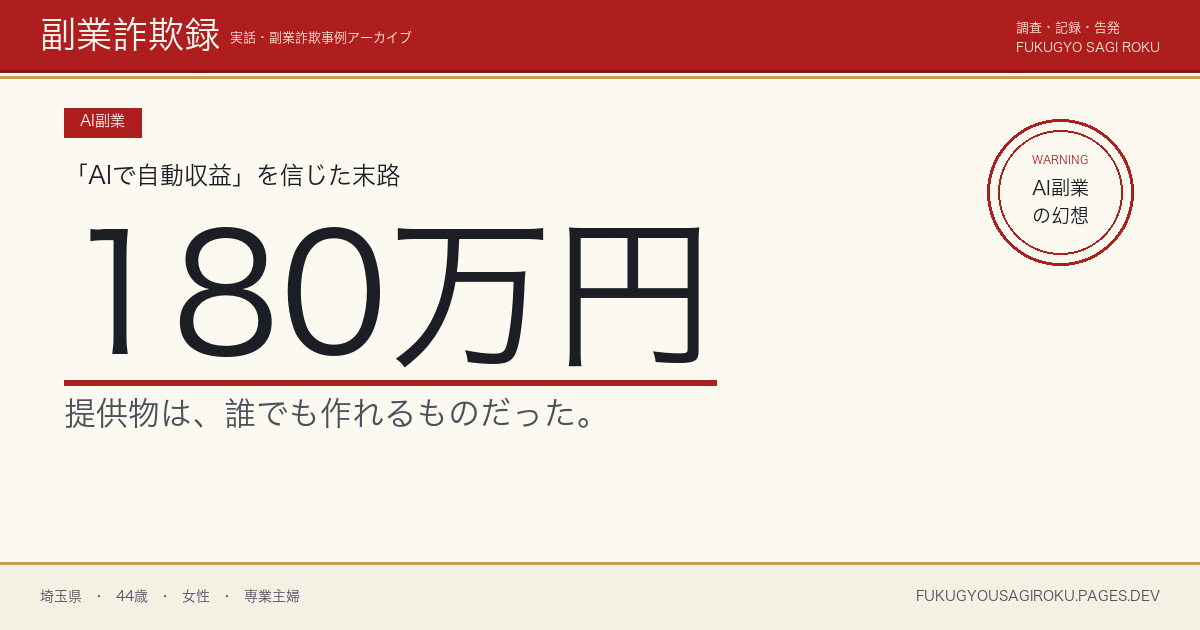 「AI画像生成で月50万円」スクールに180万円・著作権で頓挫した40代主婦