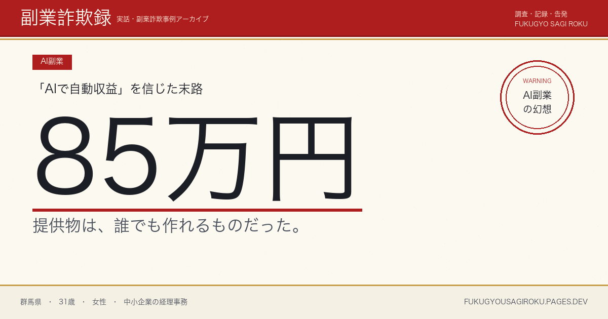「AIライティングで在宅月50万」教材85万円、生成記事が単価300円でも採用されなかった30代女性