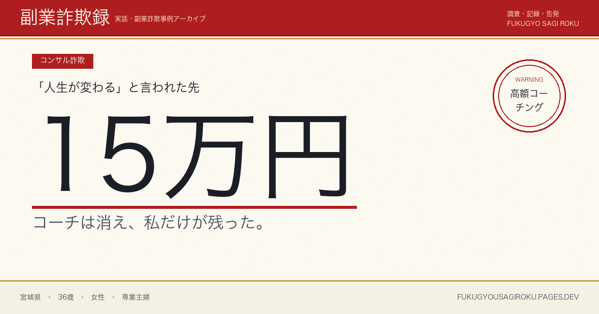 副業マッチング『初期登録費15万円』に騙された30代主婦の話