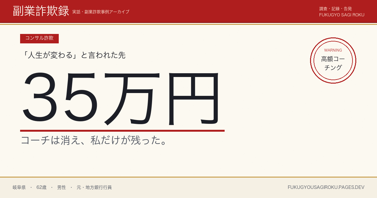 退職後の人生再設計コーチングに35万円・コーチ資格商法に巻き込まれた話